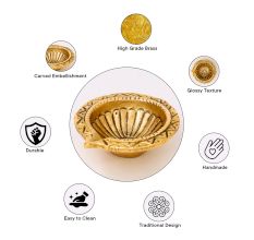 Tribal Design Round Brass Oil Lamp Diya