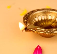 Tribal Design Round Brass Oil Lamp Diya