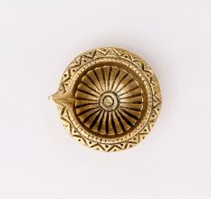 Tribal Design Round Brass Oil Lamp Diya