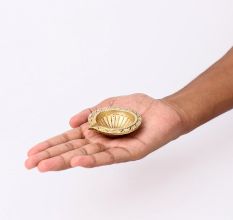 Tribal Design Round Brass Oil Lamp Diya