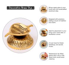 Brass Pepal Leaf Oil Lamp Diya On Decorative Base