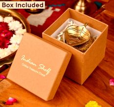 Brass Pepal Leaf Oil Lamp Diya On Decorative Base