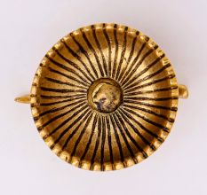 Brass Pepal Leaf Oil Lamp Diya On Decorative Base