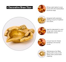 Brass Lady Hand Holding Oil Lamp Diya