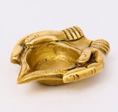 Brass Lady Hand Holding Oil Lamp Diya