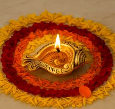 Decorative Conch Single Wick Oil Lamp Diya For Diwali