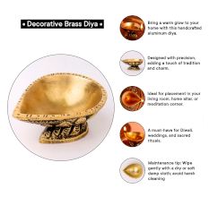 Brass Single Wick Traditional Brass Oil Diya For Mandir
