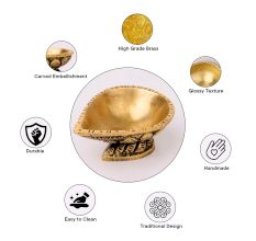 Brass Single Wick Traditional Brass Oil Diya For Mandir