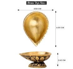 Brass Single Wick Traditional Brass Oil Diya For Mandir