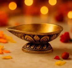 Brass Single Wick Traditional Brass Oil Diya For Mandir
