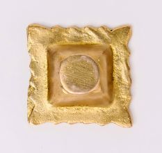 Brass Engraved Square Oil Lamp Diya For Mandir