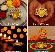 Brass Lotus Flower Oil Diya Lamp Festival Decoration