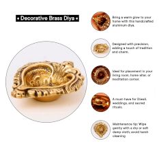 Brass Heart Shaped Oil Lamp Diya For Diwali Festival