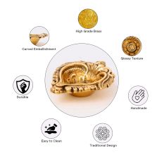 Brass Heart Shaped Oil Lamp Diya For Diwali Festival