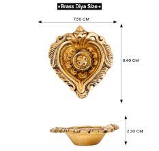 Brass Heart Shaped Oil Lamp Diya For Diwali Festival