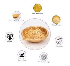 Festival Big Flower Engraved Diya Oil Lamp