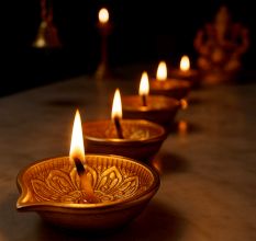 Festival Big Flower Engraved Diya Oil Lamp