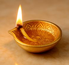 Festival Big Flower Engraved Diya Oil Lamp