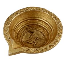 Brass Diya Oil Lamp Swastika Diwali Decoration