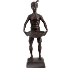 Brass Indian Farmer With Vegetable Basket
