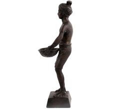 Brass Indian Farmer With Vegetable Basket
