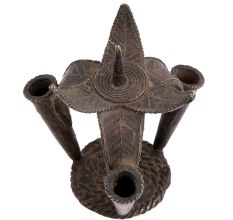 Brass Big Tribal Flower Incense Holder On Stand