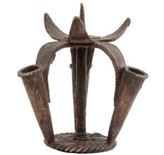 Brass Big Tribal Flower Incense Holder On Stand
