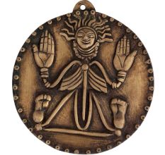 Round Brass Himalayan Art Wall Hanging Plate