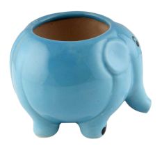 Hand Crafted Ceramic Blue Round Elephant Planter Pot