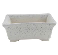 Rectangular White Planter Pot With Small White Dots