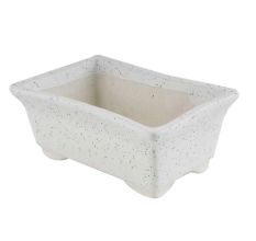 Rectangular White Planter Pot With Small White Dots
