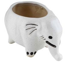 Ceramic White Round Elephant Planter Pot
