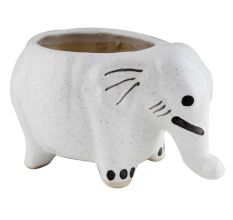 Ceramic White Round Elephant Planter Pot