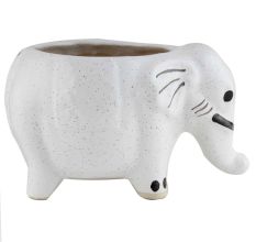 Ceramic White Round Elephant Planter Pot