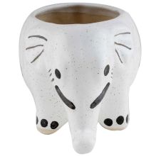 Ceramic White Round Elephant Planter Pot