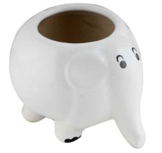 White Ceramic Fat Elephant Table Top Planter