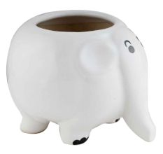 White Ceramic Fat Elephant Table Top Planter