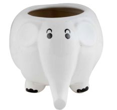 White Ceramic Fat Elephant Table Top Planter
