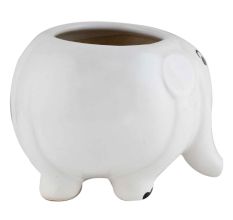 White Ceramic Fat Elephant Table Top Planter