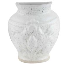 White Ceramic Planter Pot Witih Small Black Dots