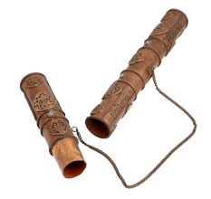 Cylindrical Scroll Case Message Box Islamic Motifs In Copper And Brass