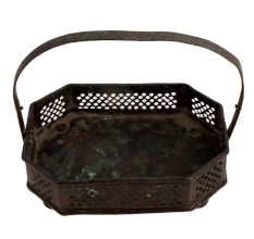 Brass Floral Bucket Eight Sided Jali Work