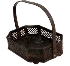 Brass Floral Bucket Eight Sided Jali Work