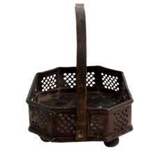 Brass Floral Bucket Eight Sided Jali Work