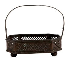 Brass Floral Bucket Eight Sided Jali Work
