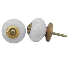 White Pink Crackle Cupboard Knob