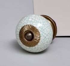 White Turquoise Ceramic Crackle Dresser Knob