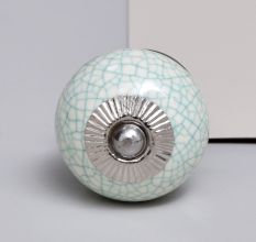 White Turquoise Ceramic Crackle Dresser Knob