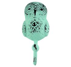 Antique Sage Green Owl Iron Hook