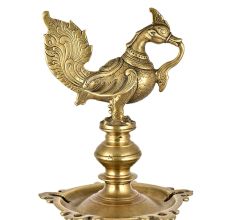 Peacock DesignÂ Brass Oil Lamp Deepam Deepak Diya
